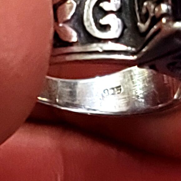 Vintage Ornate Glass Pinky Ring Size 5.5 - Picture 6 of 12